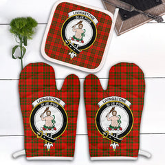 Livingstone Modern Tartan Crest Oven Mitt And Pot Holder (2 Oven Mitts + 1 Pot Holder)