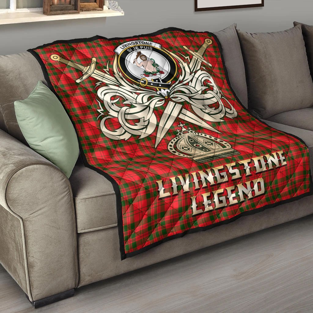 Livingstone Modern Tartan Crest Legend Gold Royal Premium Quilt