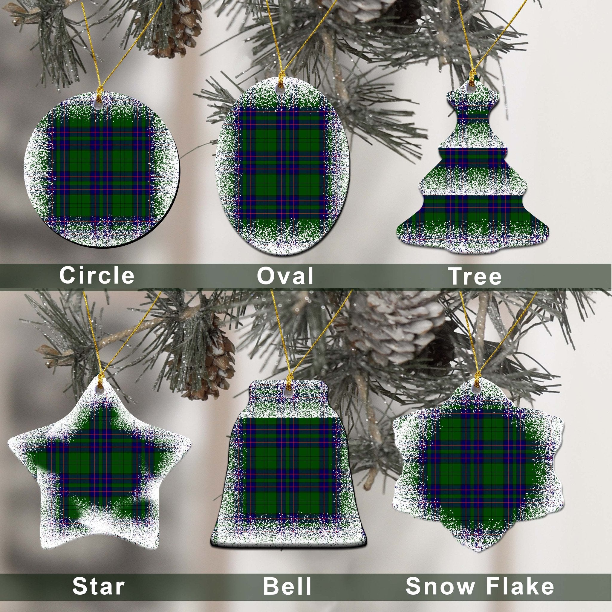 Lockhart Tartan Christmas Ceramic Ornament - Snow Style