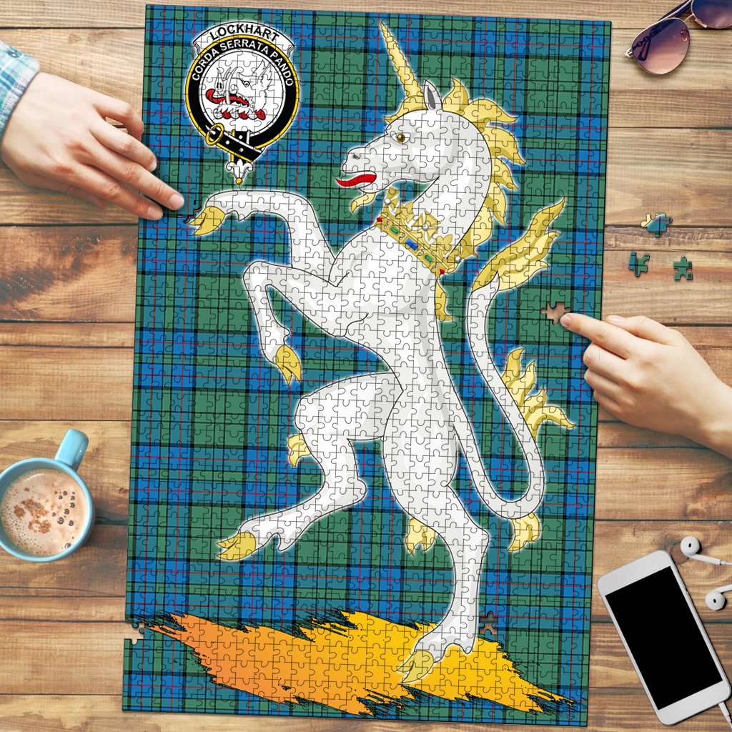 Lockhart Tartan Crest Unicorn Scotland Jigsaw Puzzles