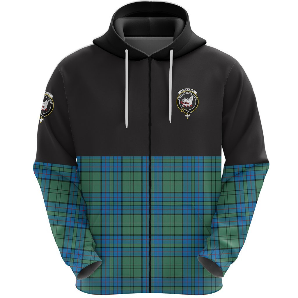 Lockhart Clan Half Of Tartan Zipper Hoodie