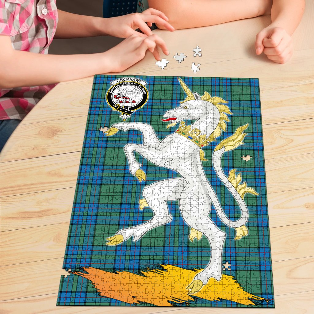 Lockhart Tartan Crest Unicorn Scotland Jigsaw Puzzles