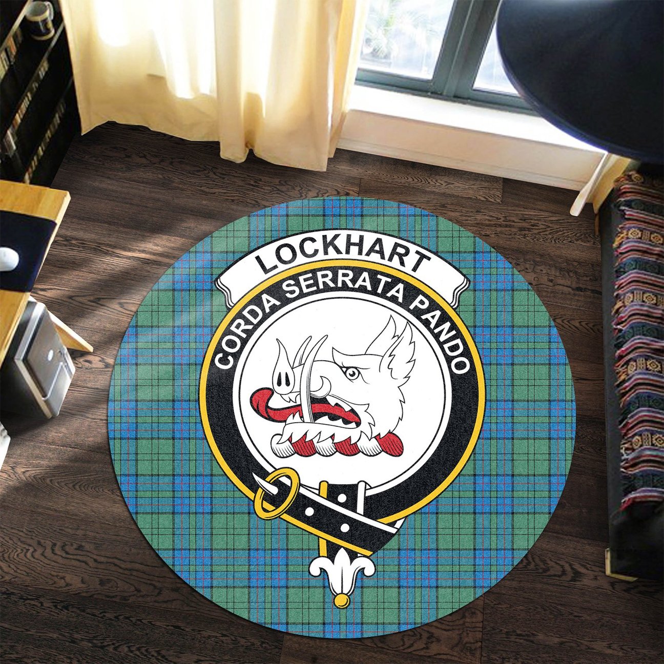 Lockhart Tartan Crest Round Rug