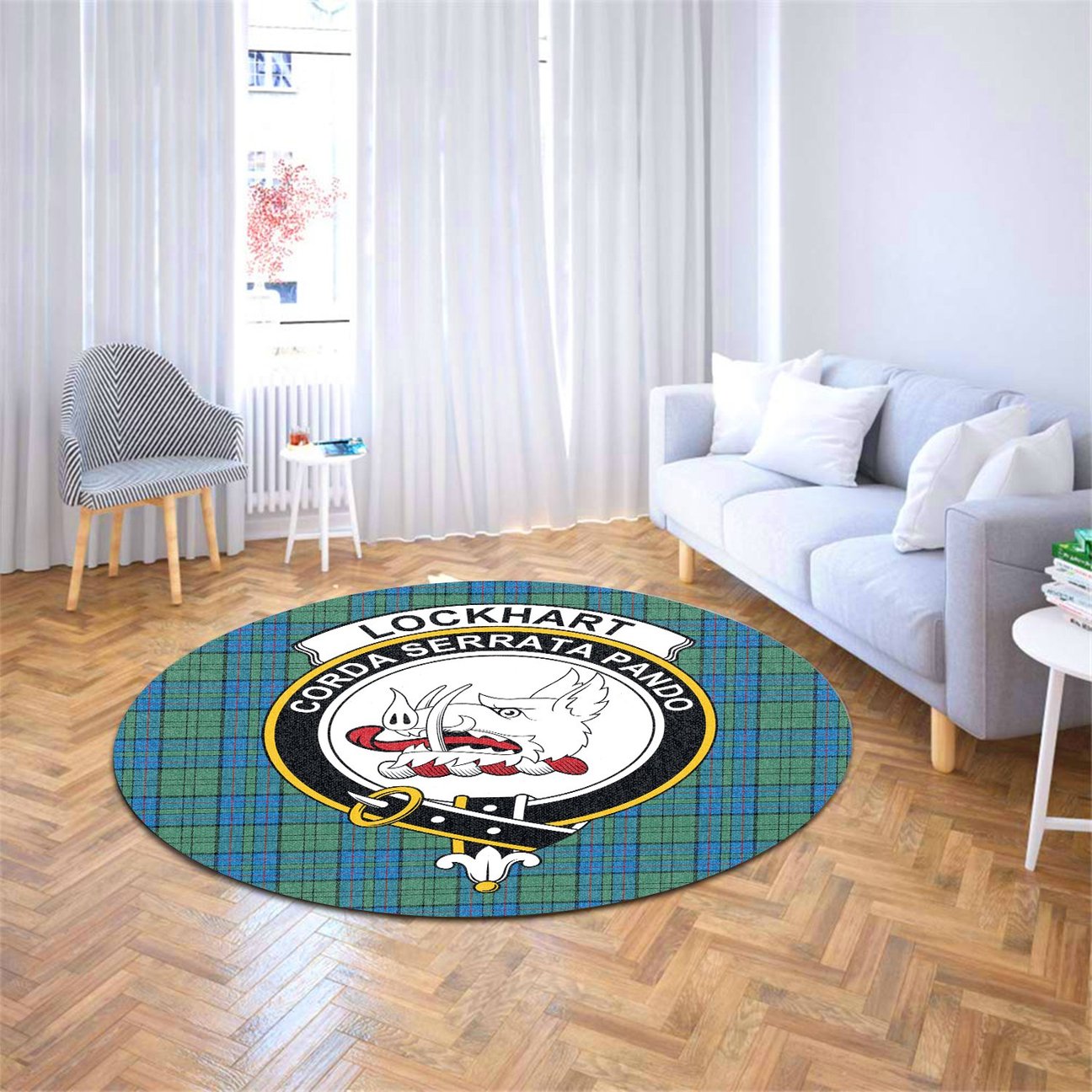 Lockhart Tartan Crest Round Rug