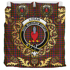 Logan 02 Tartan Crest Bedding Set - Golden Thistle Style