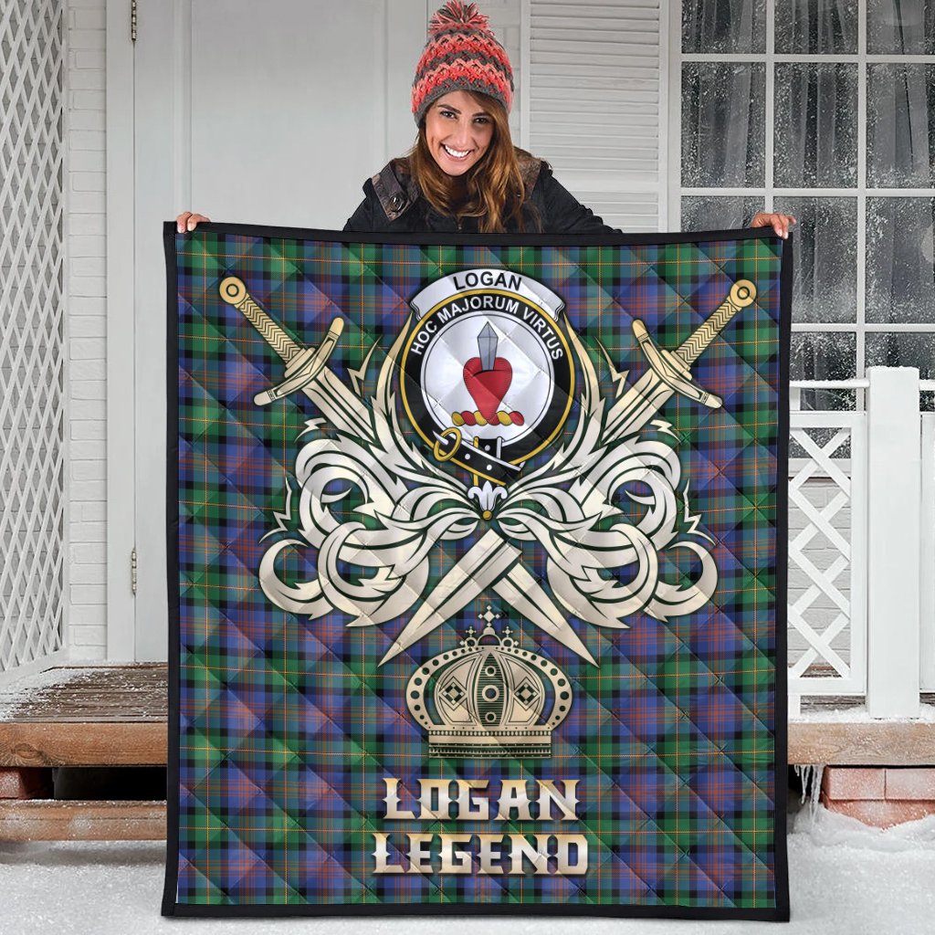 Logan Ancient Tartan Crest Legend Gold Royal Premium Quilt