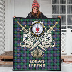 Logan Ancient Tartan Crest Legend Gold Royal Premium Quilt
