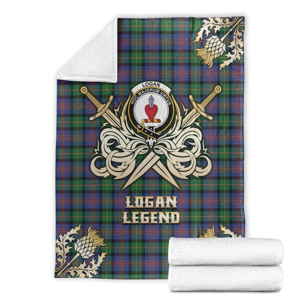 Logan Ancient Tartan Gold Courage Symbol Blanket