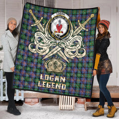 Logan Ancient Tartan Crest Legend Gold Royal Premium Quilt