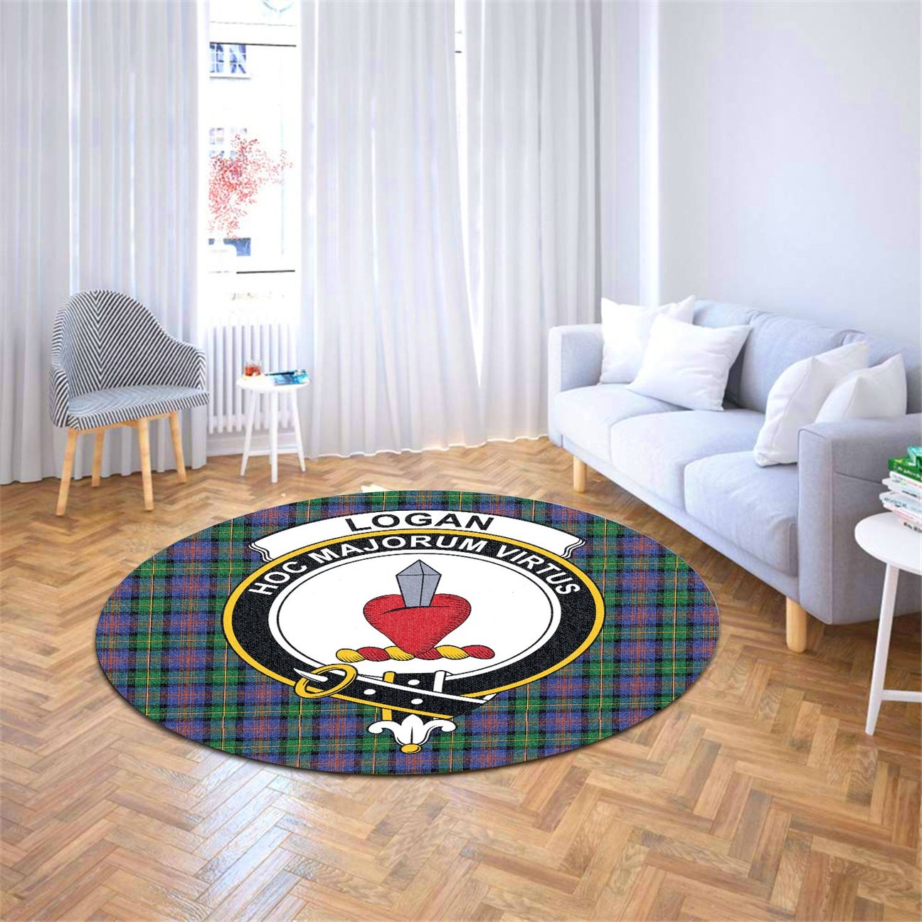 Logan Ancient Tartan Crest Round Rug