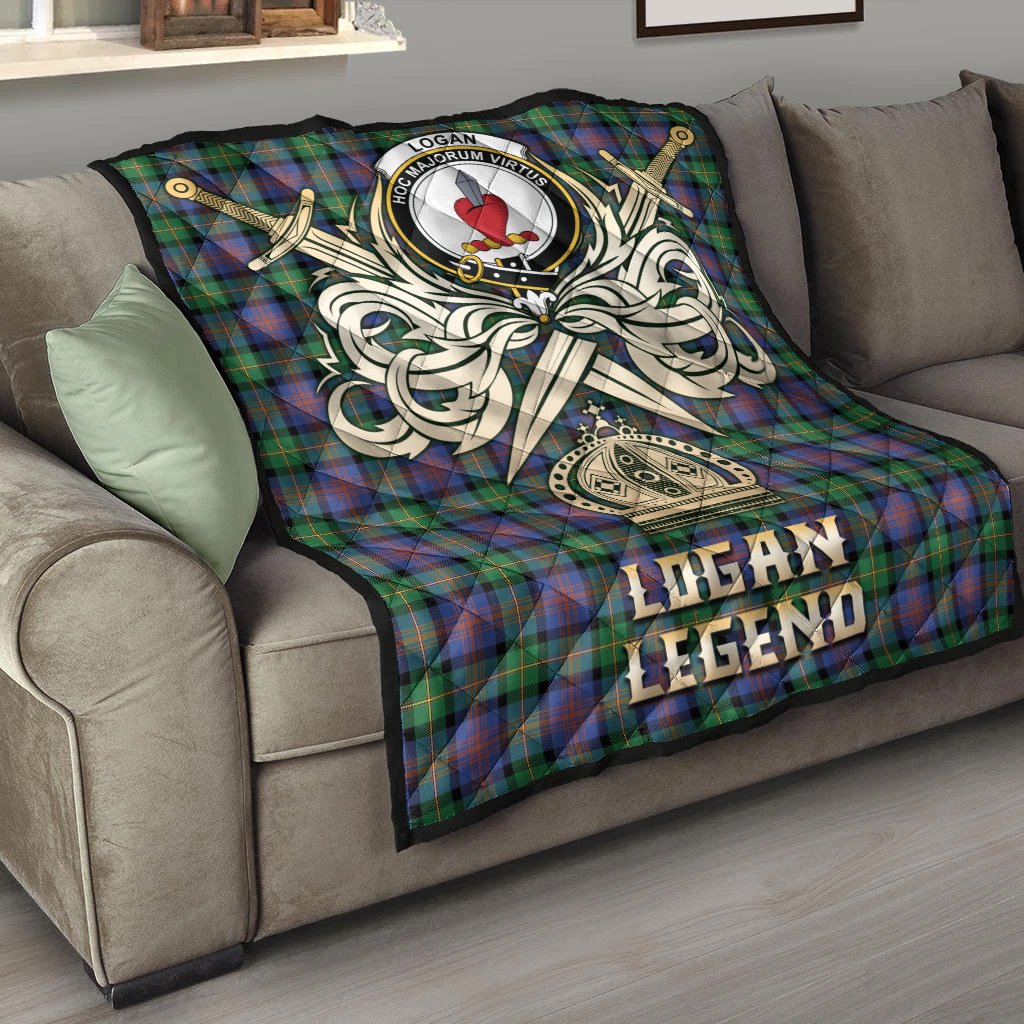 Logan Ancient Tartan Crest Legend Gold Royal Premium Quilt