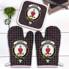 Logan Modern Tartan Crest Oven Mitt And Pot Holder (2 Oven Mitts + 1 Pot Holder)