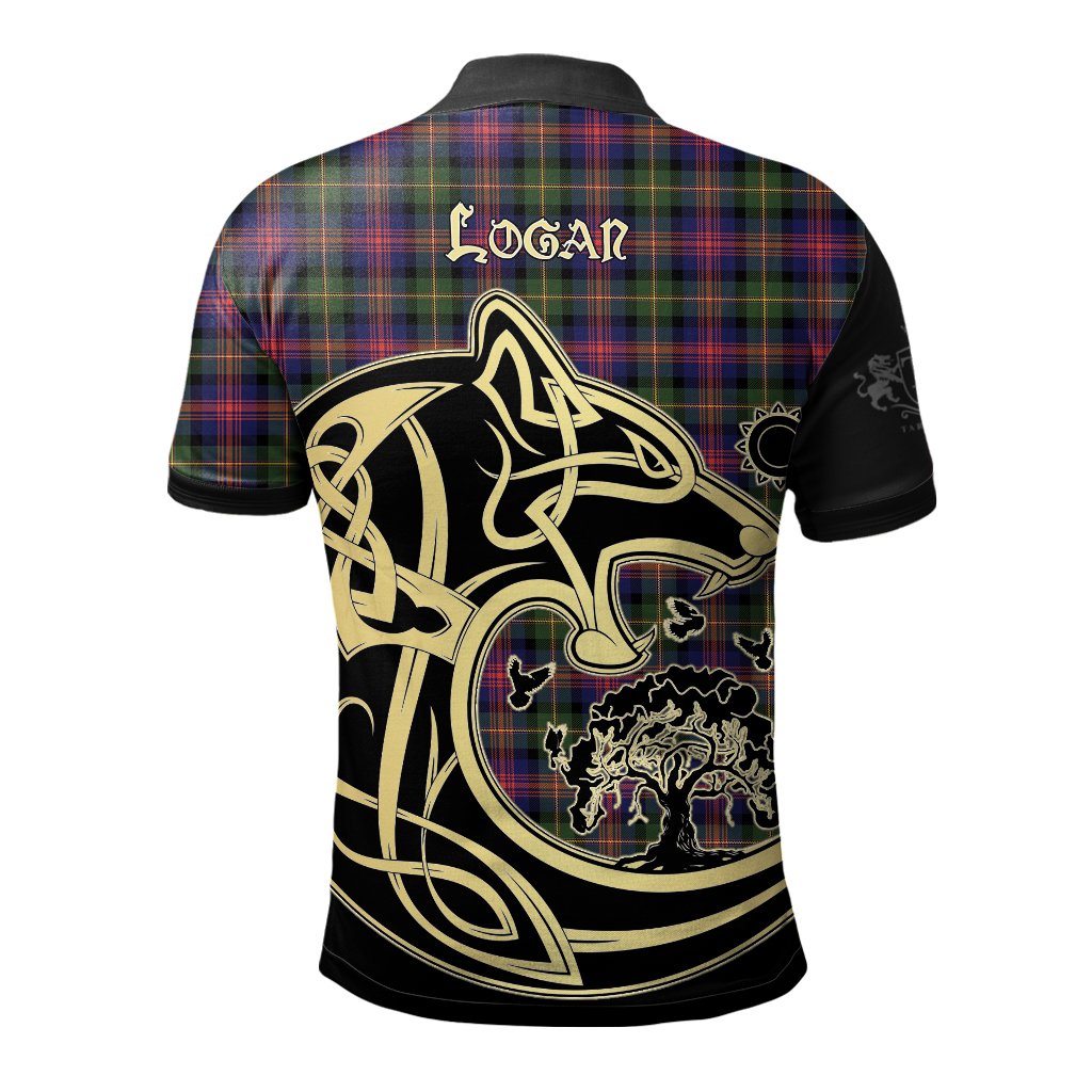 Logan Modern Tartan Polo Shirt Viking Wolf