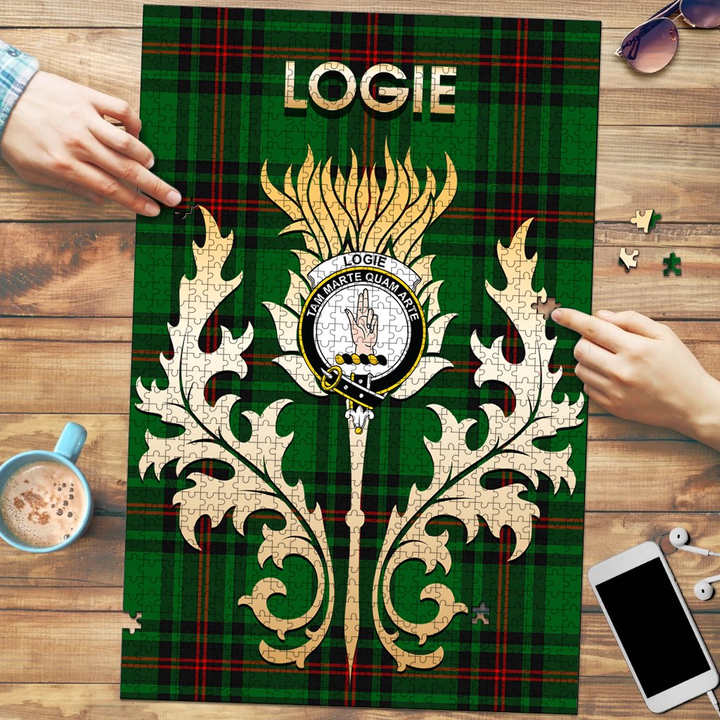 Logie Tartan Crest Thistle Jigsaw Puzzles