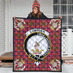 Lumsden Modern Tartan Crest Premium Quilt - Gold Thistle Style