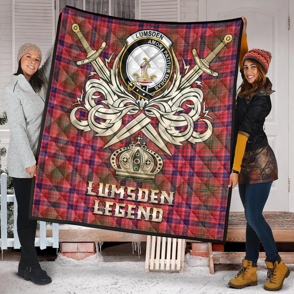 Lumsden Modern Tartan Crest Legend Gold Royal Premium Quilt
