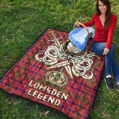 Lumsden Modern Tartan Crest Legend Gold Royal Premium Quilt