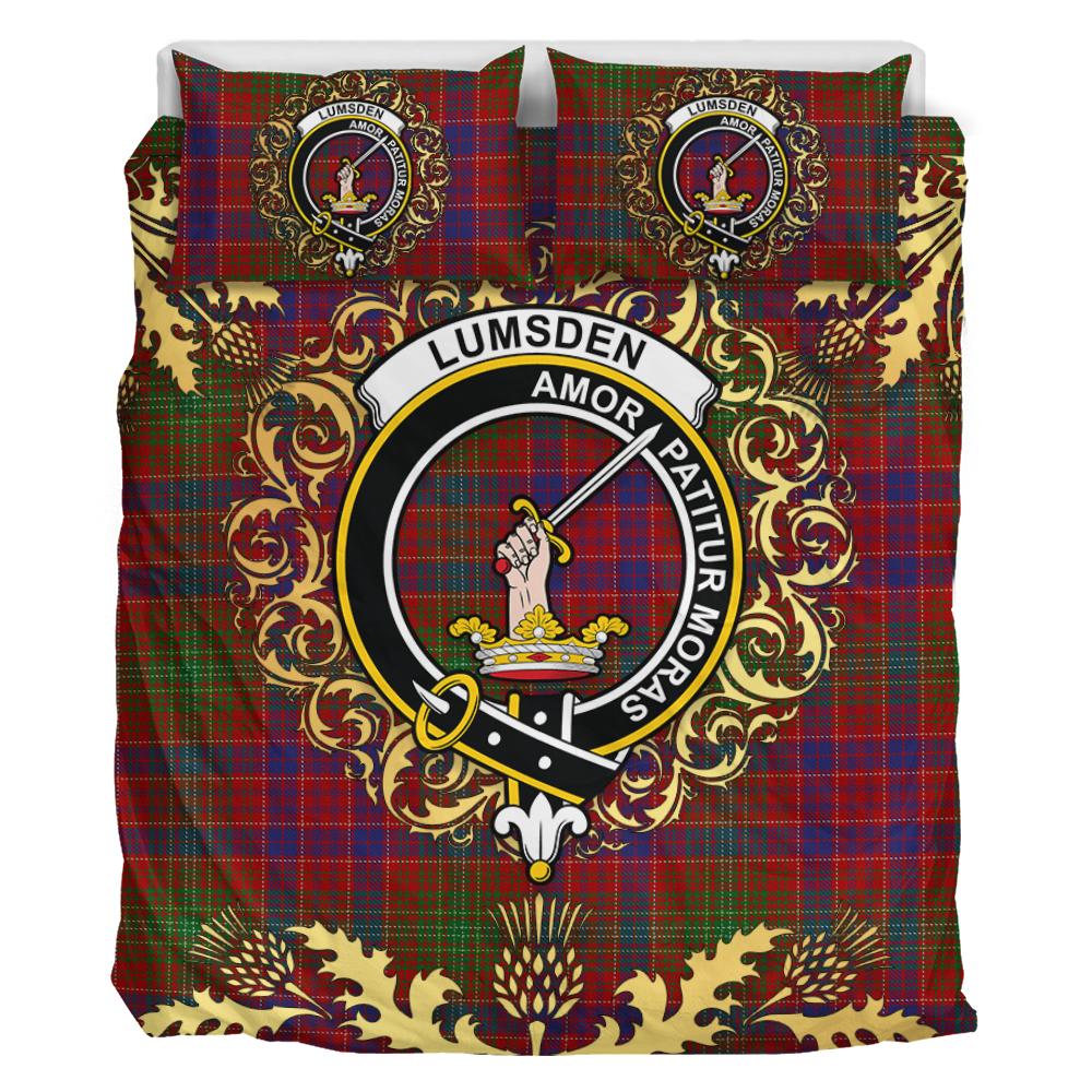 Lumsden Short Tartan Crest Bedding Set - Golden Thistle Style