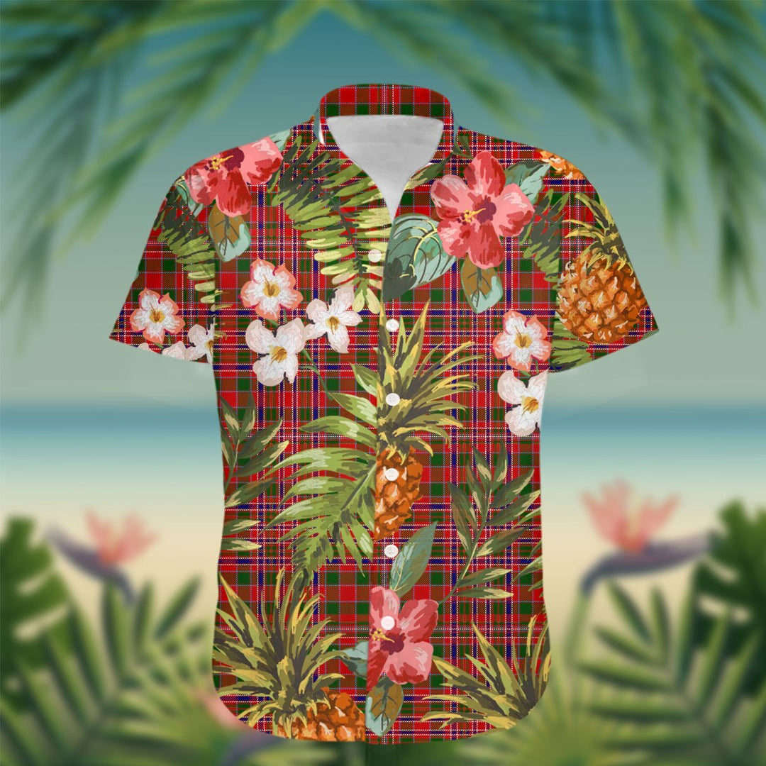 MacAlister Tartan Hawaiian Shirt Hibiscus, Coconut, Parrot, Pineapple - Tropical Garden Shirt