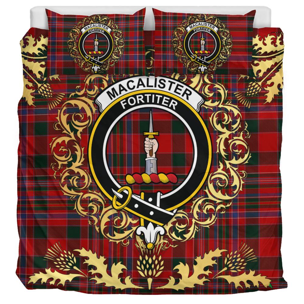 MacAlister 01 Tartan Crest Bedding Set - Golden Thistle Style