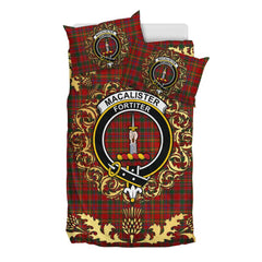 MacAlister Gourlay Tartan Crest Bedding Set - Golden Thistle Style