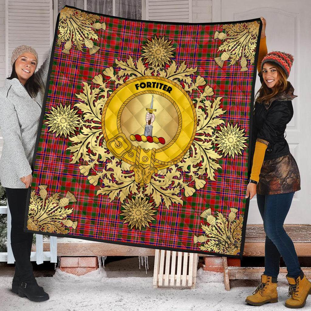MacAlister Modern Tartan Crest Premium Quilt - Gold Thistle Style