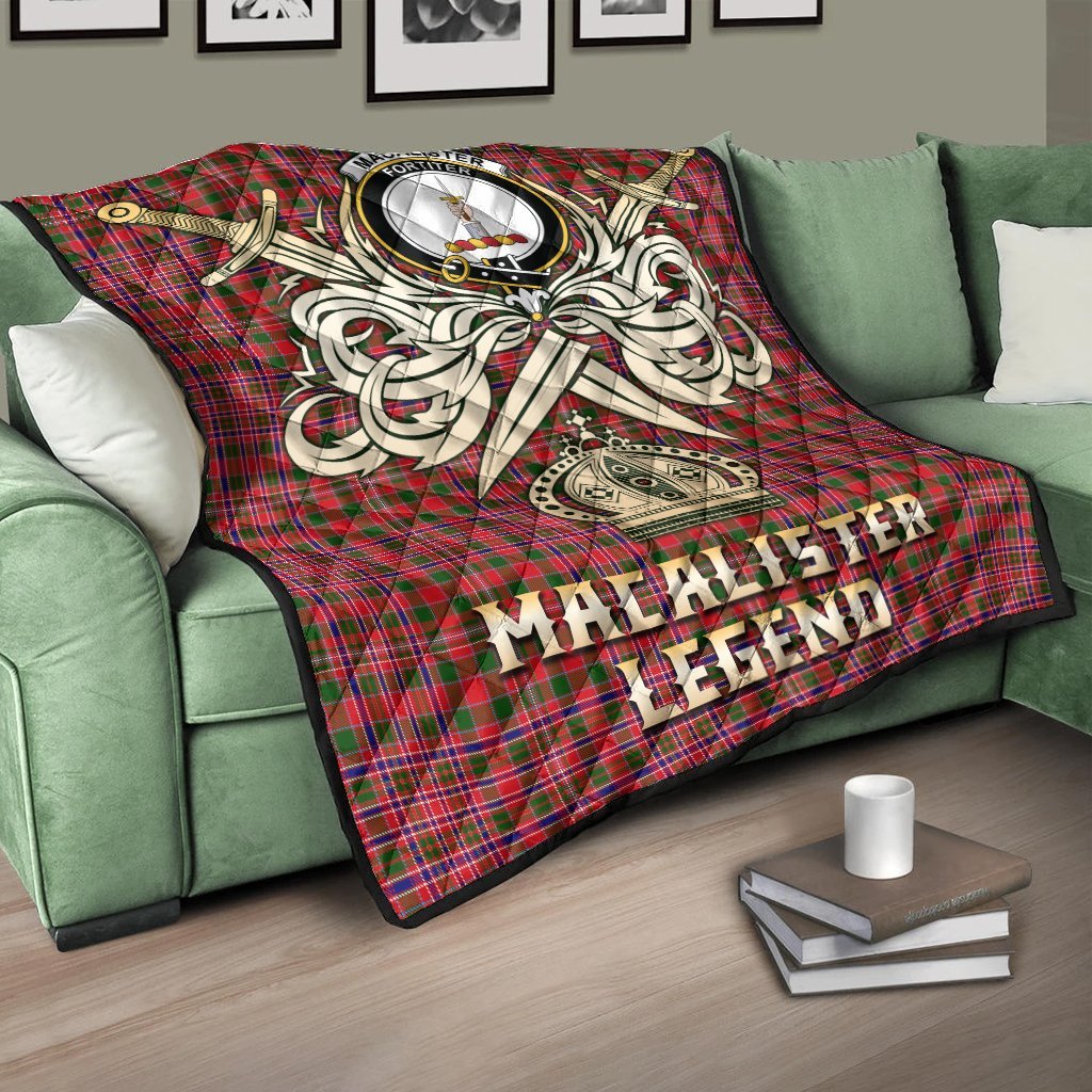 MacAlister Modern Tartan Crest Legend Gold Royal Premium Quilt