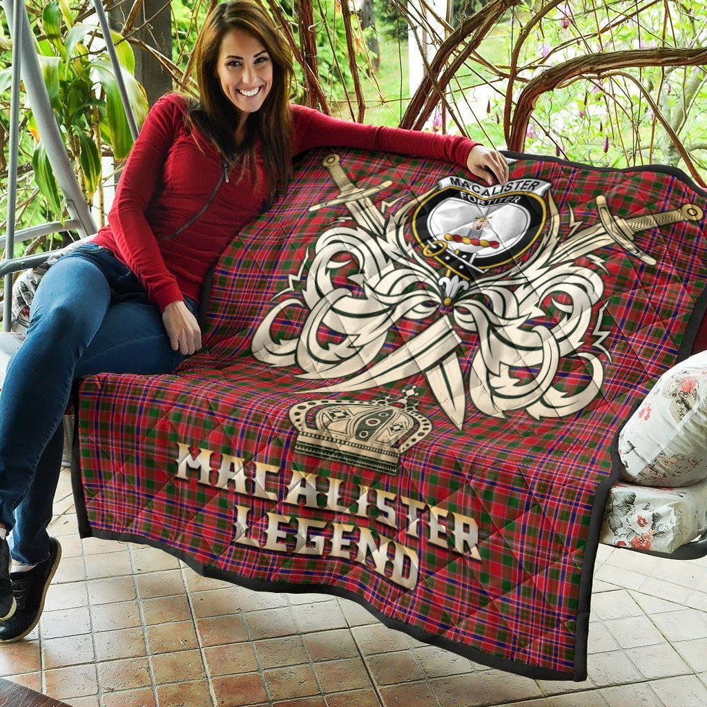 MacAlister Modern Tartan Crest Legend Gold Royal Premium Quilt