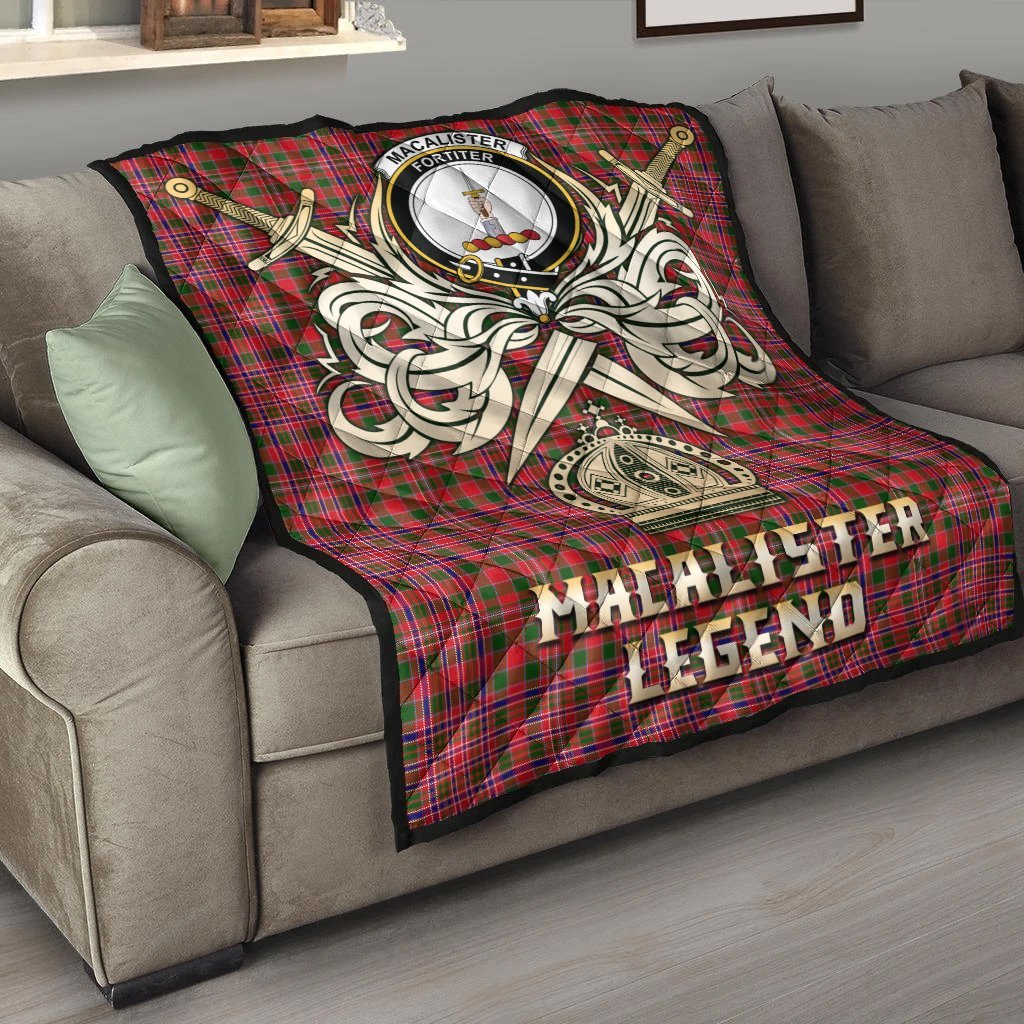 MacAlister Modern Tartan Crest Legend Gold Royal Premium Quilt