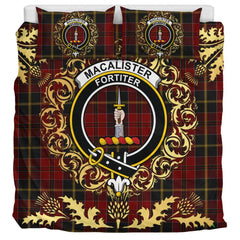 MacAlister of Skye Tartan Crest Bedding Set - Golden Thistle Style