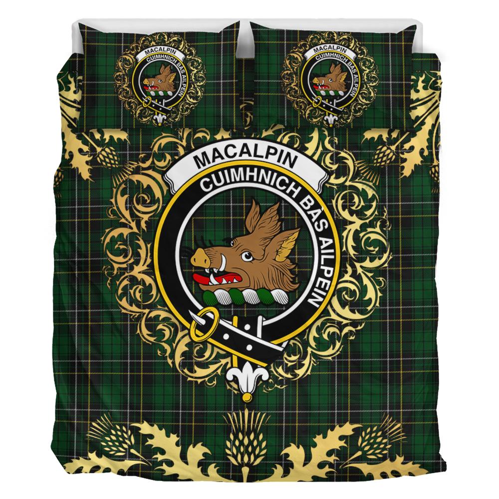 MacAlpin (MacAlpine) 01 Tartan Crest Bedding Set - Golden Thistle Style