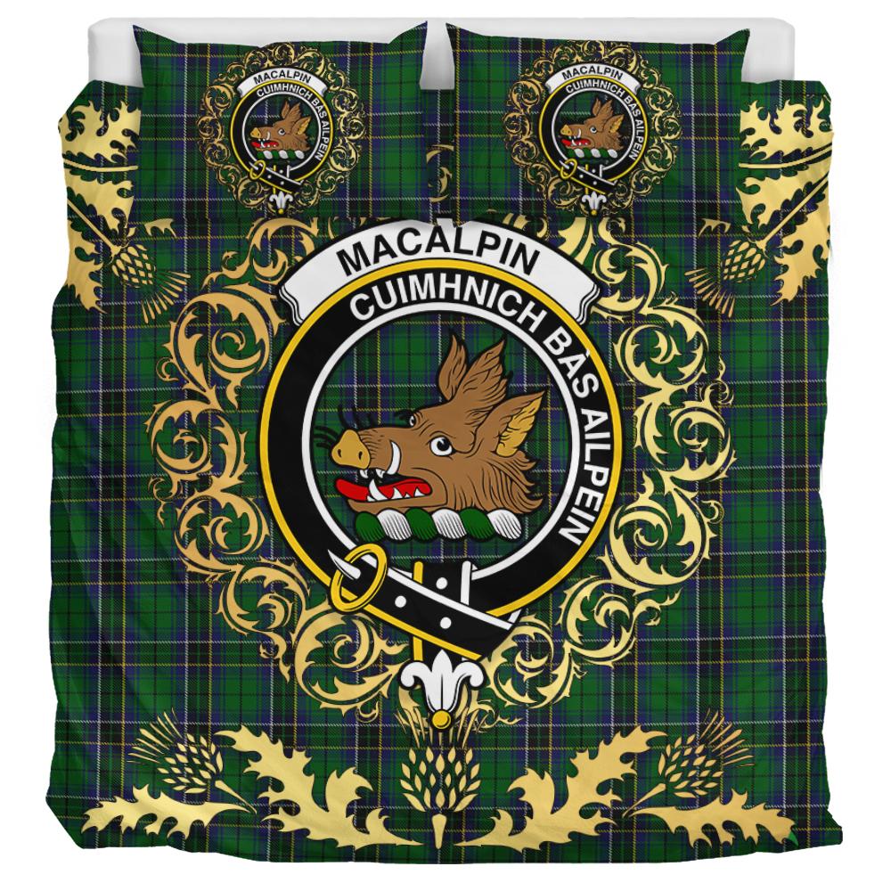 MacAlpin (MacAlpine) 02 Tartan Crest Bedding Set - Golden Thistle Style