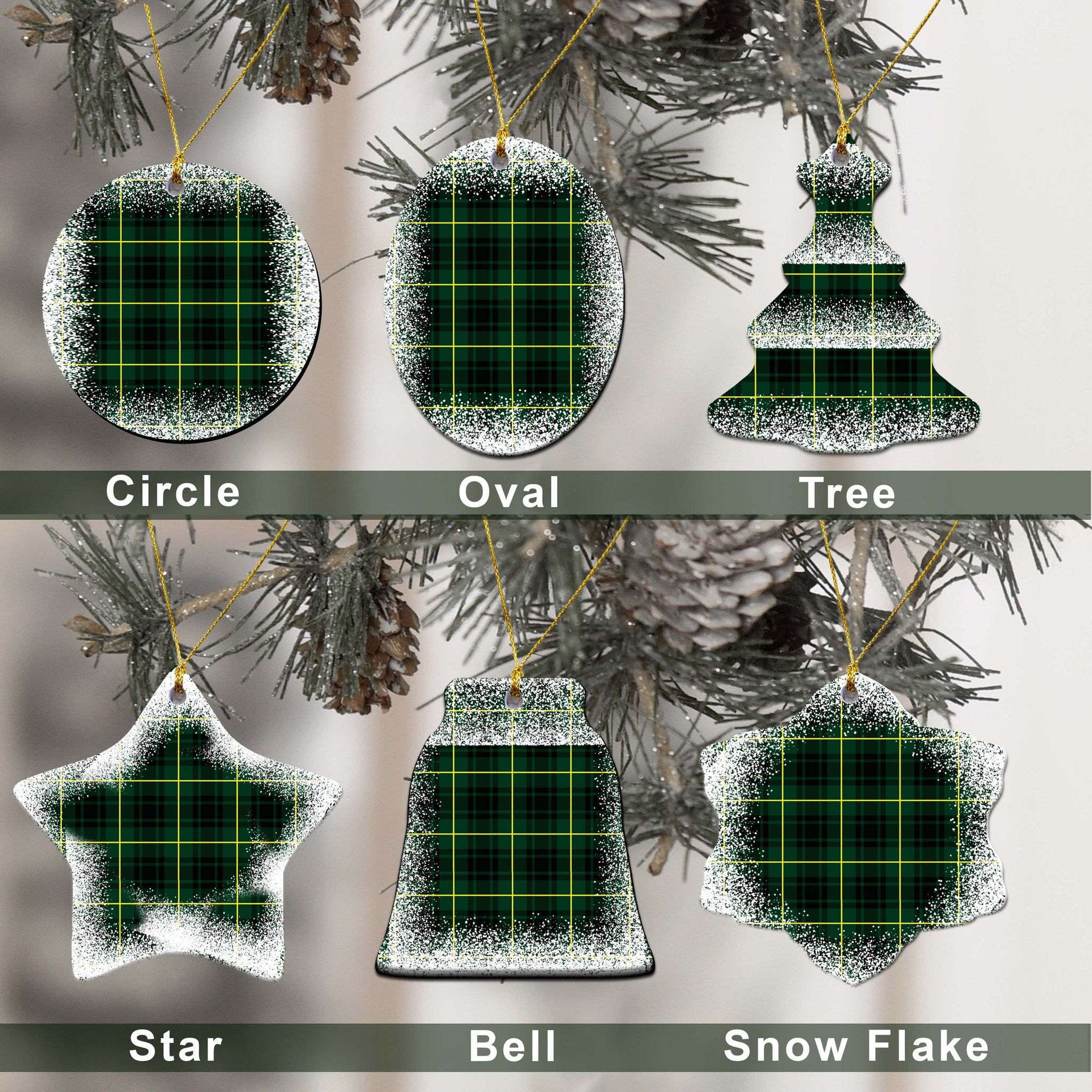 MacArthur Tartan Christmas Ceramic Ornament - Snow Style