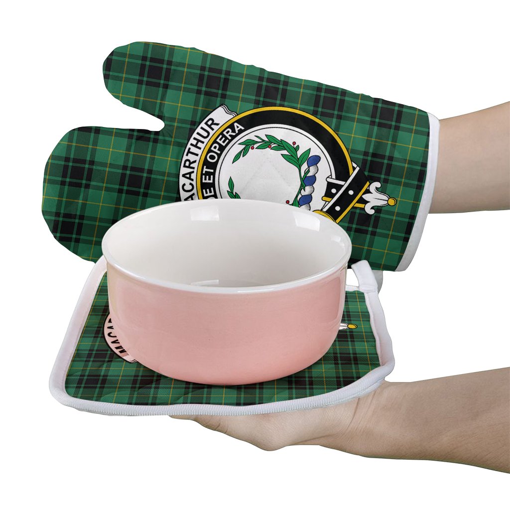 MacArthur Ancient Tartan Crest Oven Mitt And Pot Holder (2 Oven Mitts + 1 Pot Holder)