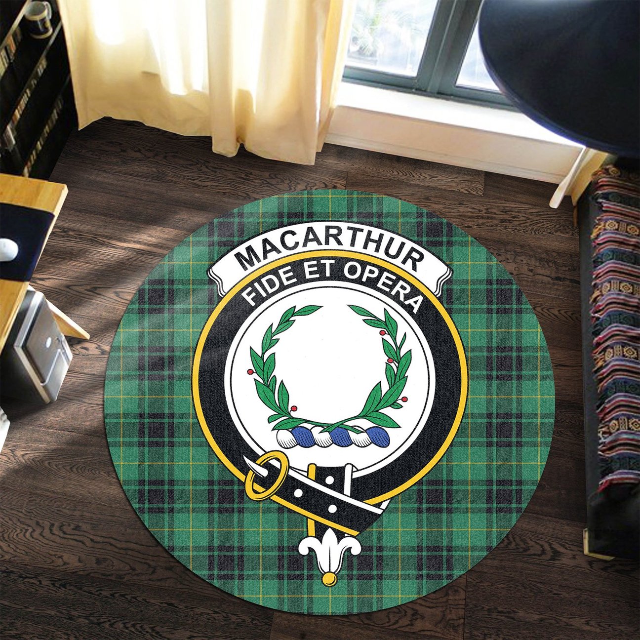 MacArthur Ancient Tartan Crest Round Rug