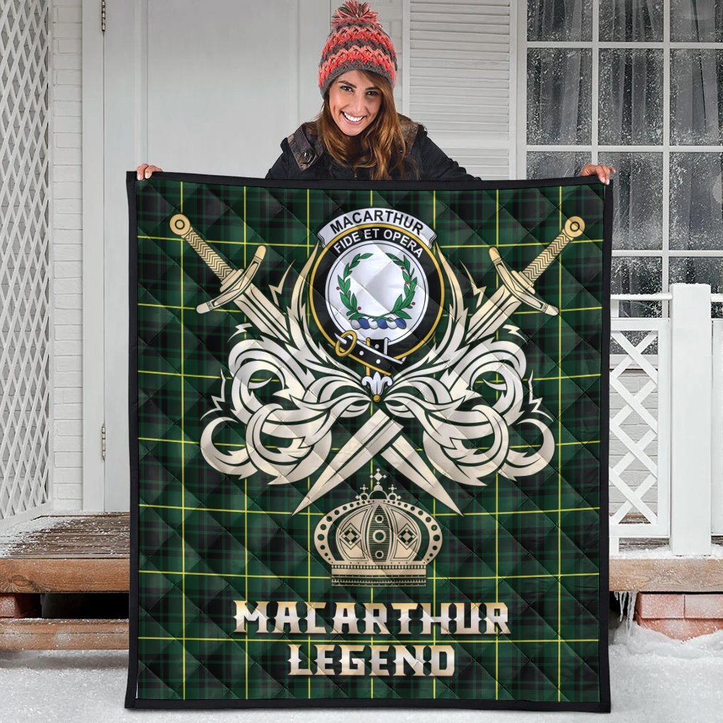 MacArthur Modern Tartan Crest Legend Gold Royal Premium Quilt