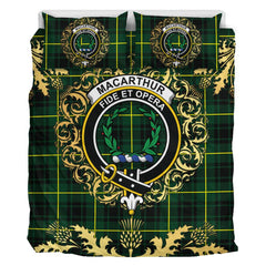 MacArthur Modern Tartan Crest Bedding Set - Golden Thistle Style