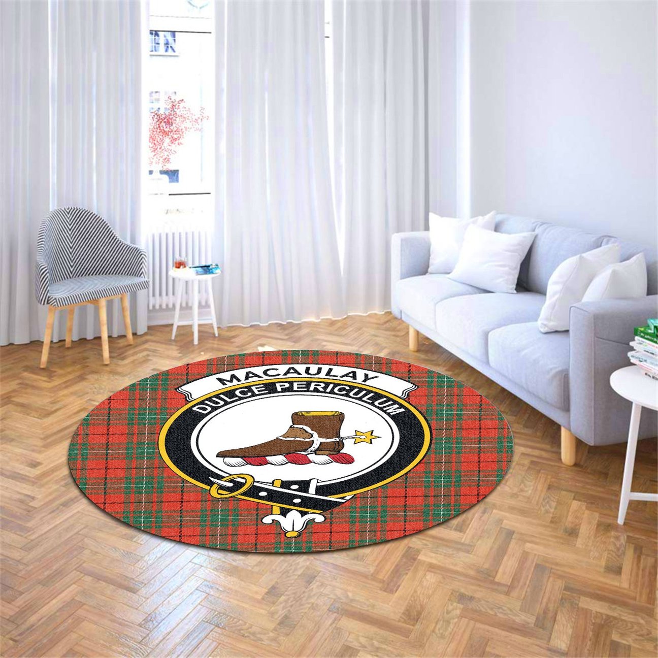 MacAulay Ancient Tartan Crest Round Rug