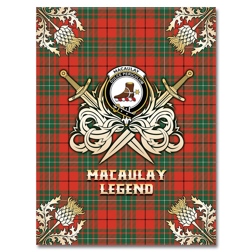 MacAulay Ancient Tartan Gold Courage Symbol Blanket