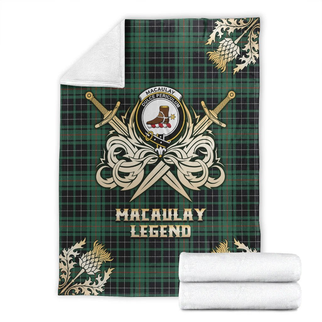 MacAulay Hunting Ancient Tartan Gold Courage Symbol Blanket