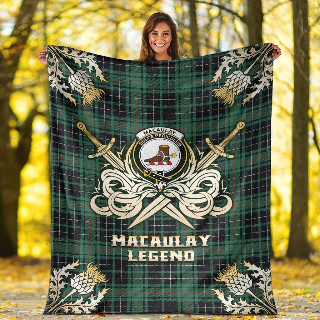 MacAulay Hunting Ancient Tartan Gold Courage Symbol Blanket