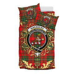 MacAulay Modern Tartan Crest Bedding Set - Golden Thistle Style
