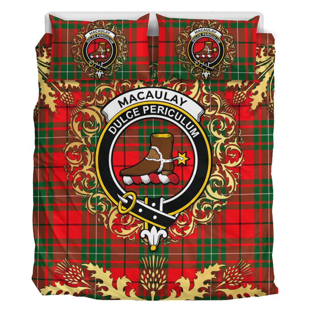 MacAulay Modern Tartan Crest Bedding Set - Golden Thistle Style
