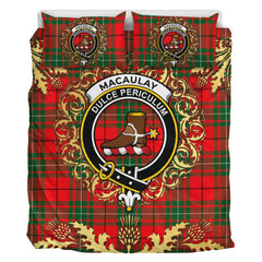 MacAulay Modern Tartan Crest Bedding Set - Golden Thistle Style