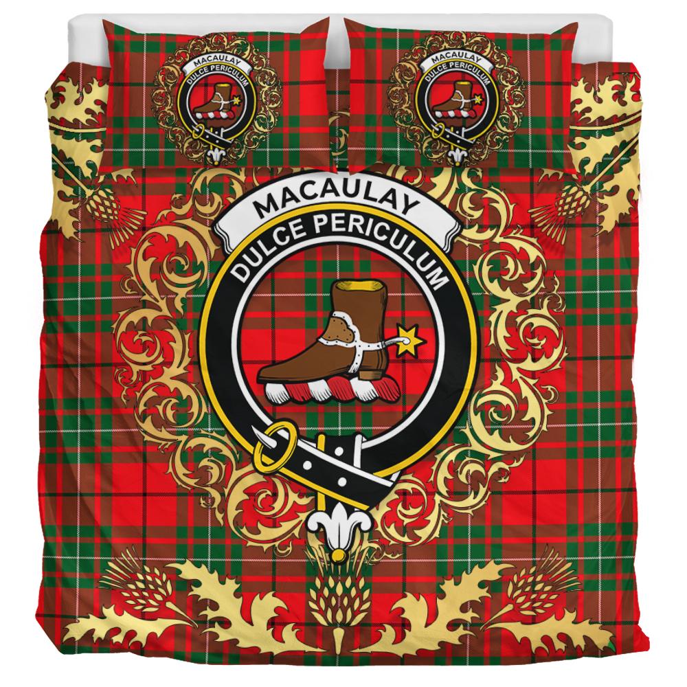 MacAulay Modern Tartan Crest Bedding Set - Golden Thistle Style