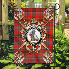 MacBean Tartan Crest Black Garden Flag - Gold Thistle Style