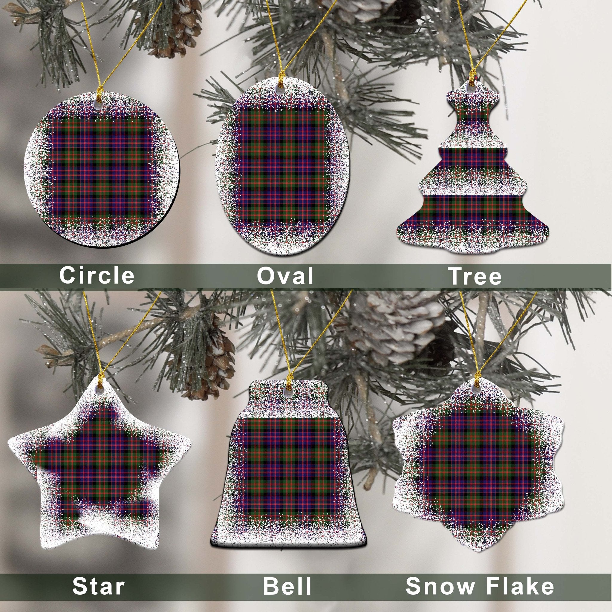 MacBrayne Tartan Christmas Ceramic Ornament - Snow Style