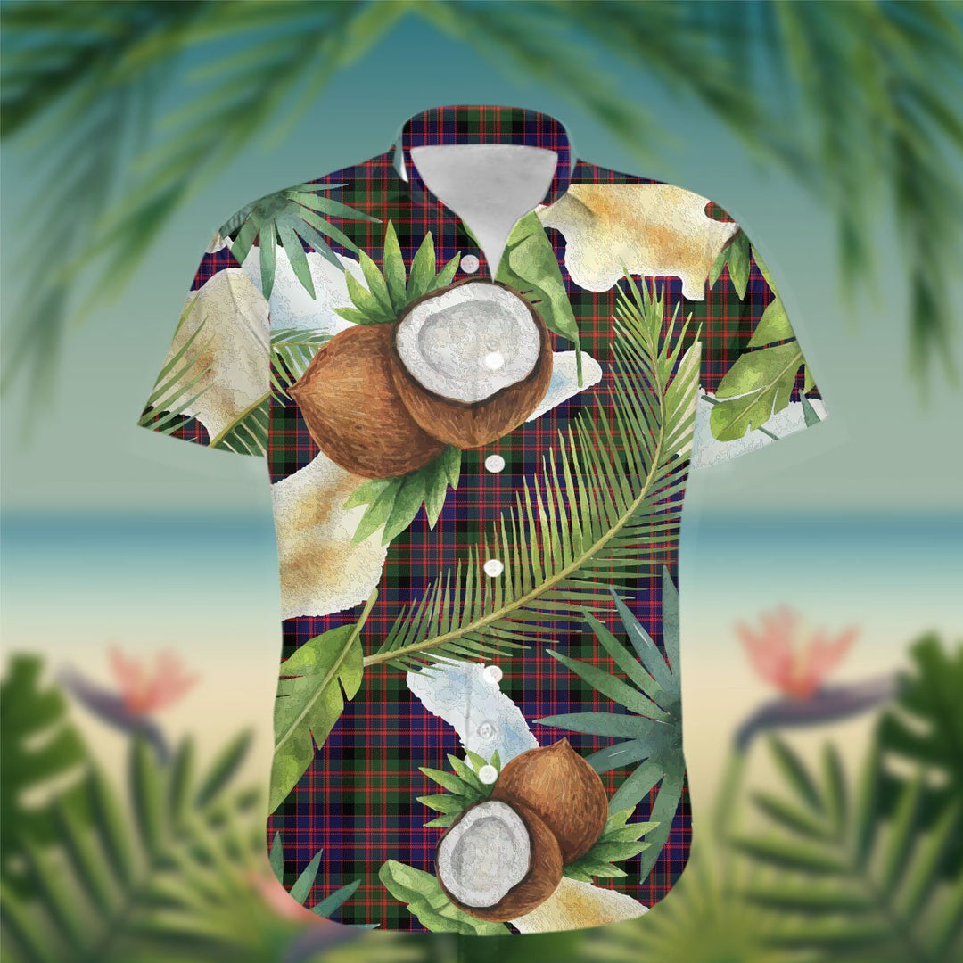 MacBrayne Tartan Hawaiian Shirt Hibiscus, Coconut, Parrot, Pineapple - Tropical Garden Shirt