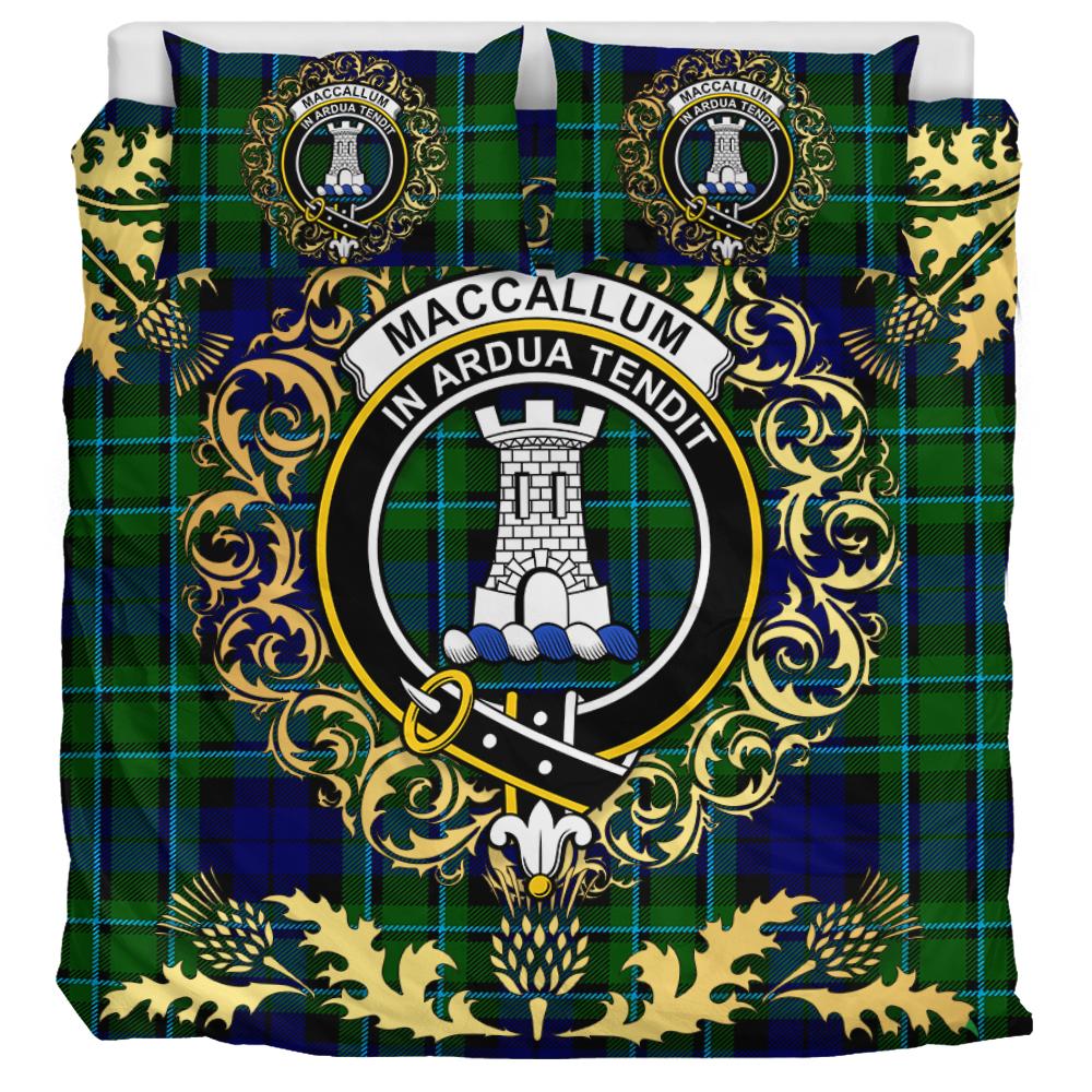 MacCallum Modern Tartan Crest Bedding Set - Golden Thistle Style
