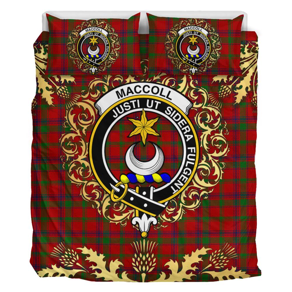 MacColl 01 Tartan Crest Bedding Set - Golden Thistle Style